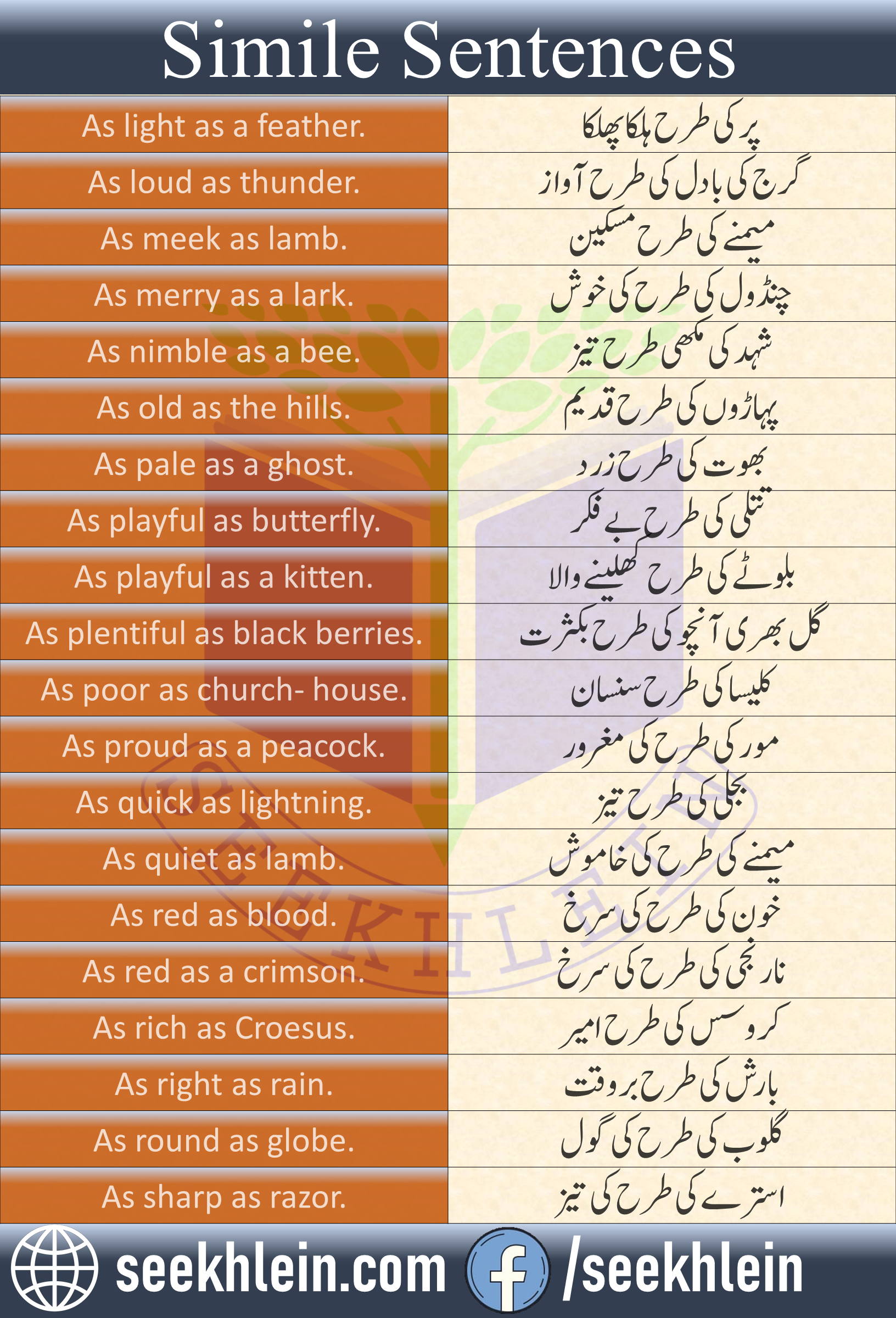 daily life English sentences with Urdu translation