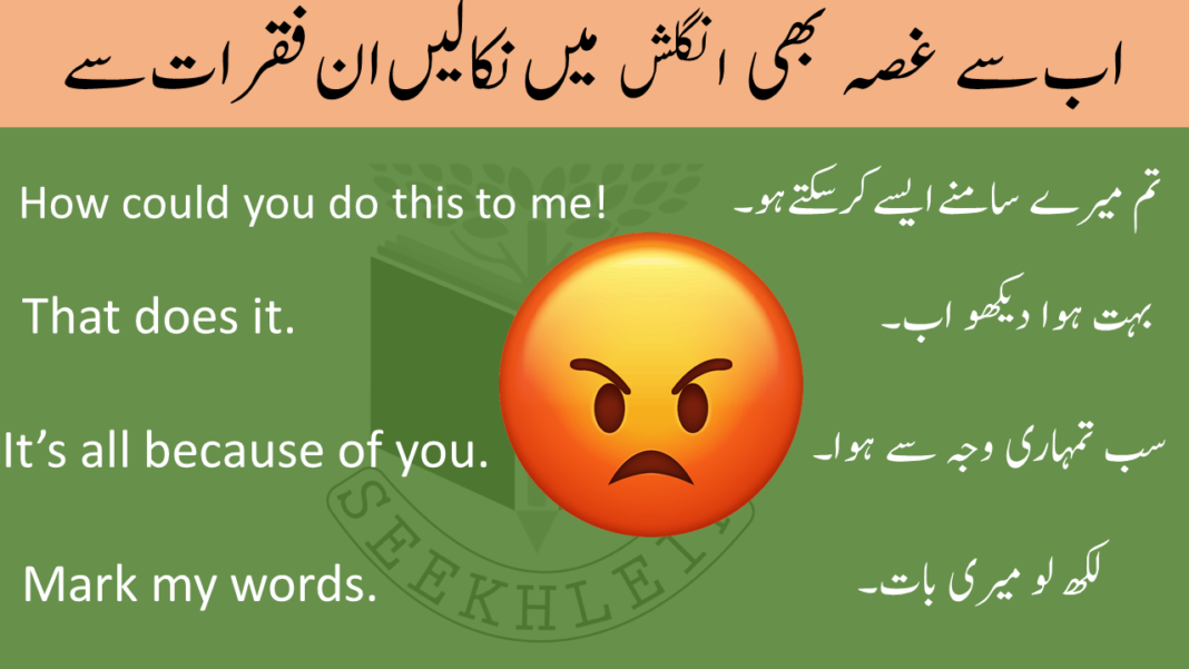 45 Urdu to English Sentences for anger - Seekhlein