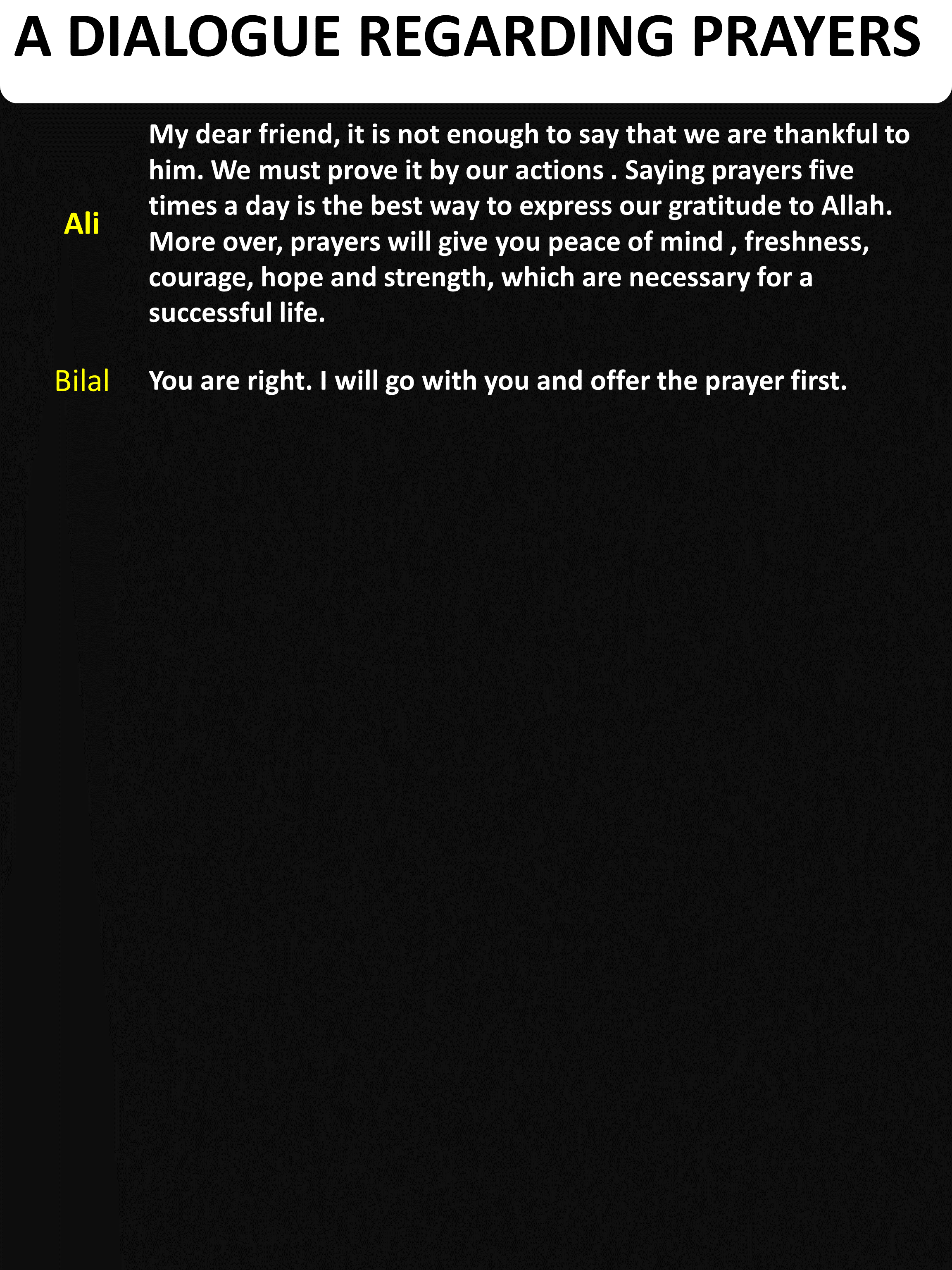 A Dialogue About Prayers