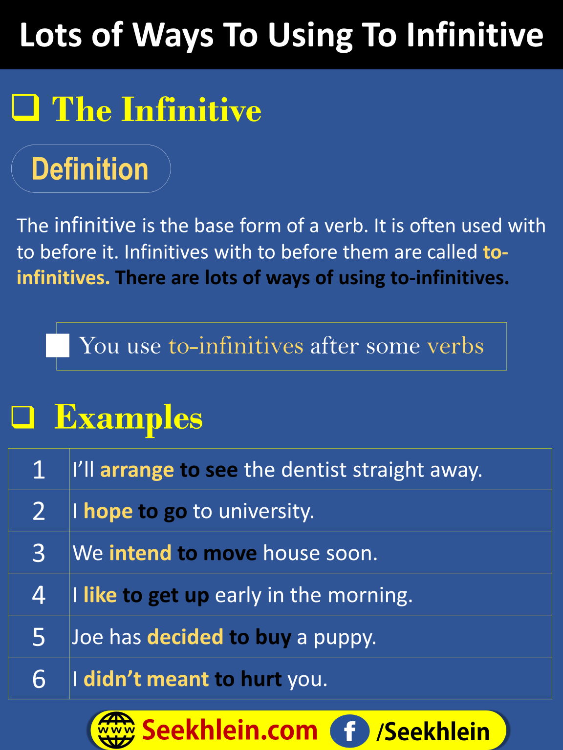 What Are infinitives? Use Of infinitives With Examples - Seekhlein