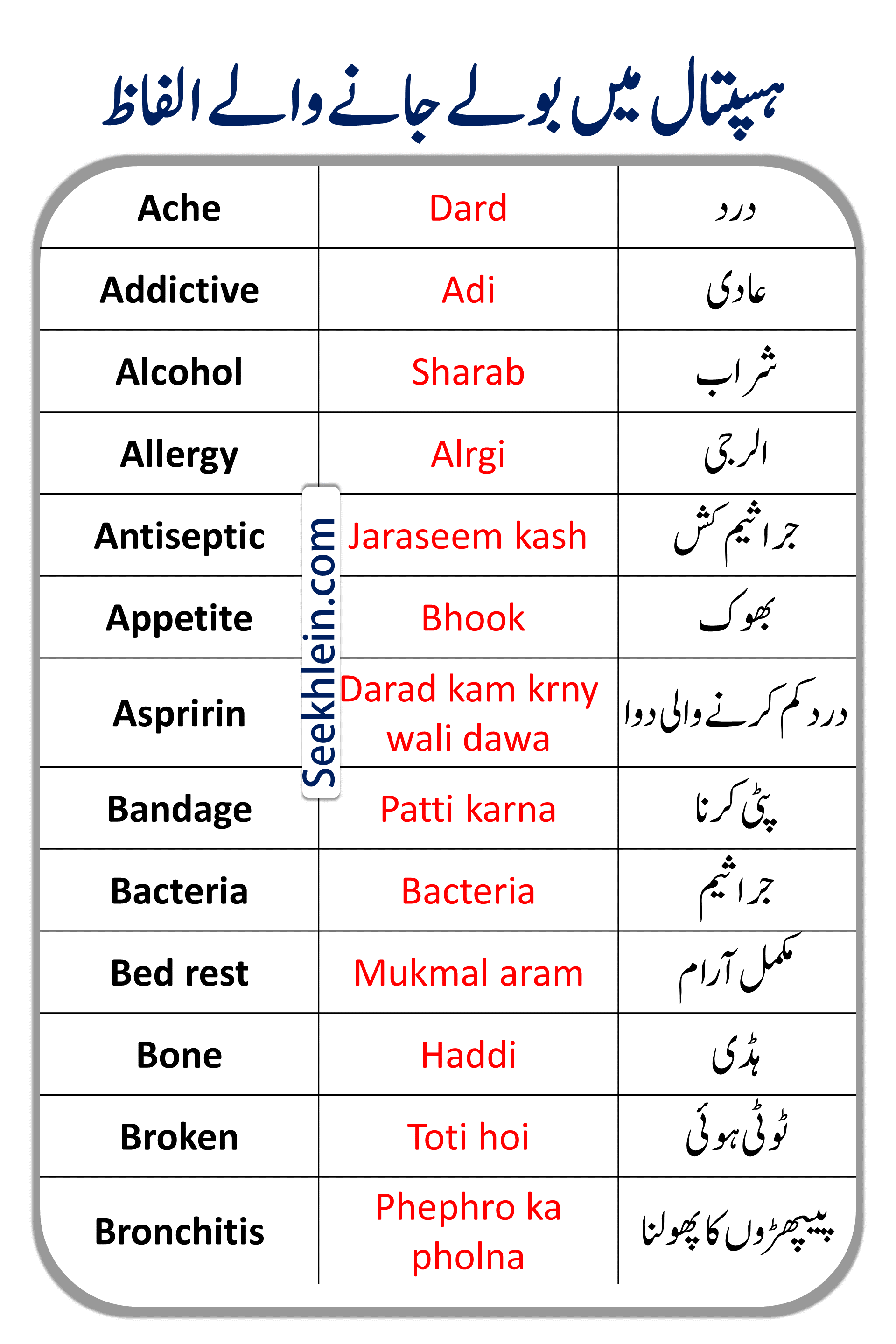 Medical Vocabulary Words With Meanings