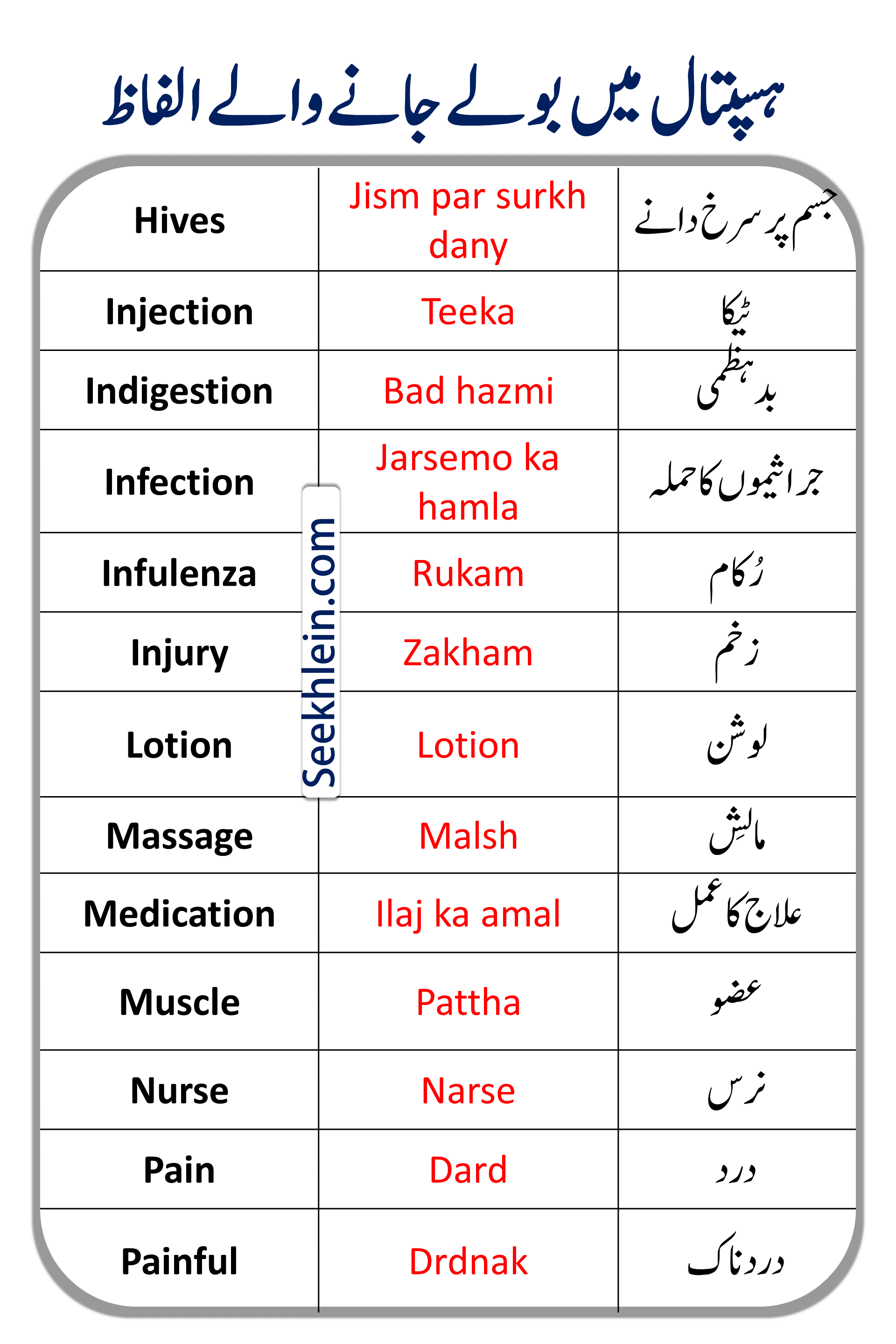 Health Vocabulary Words With Meanings