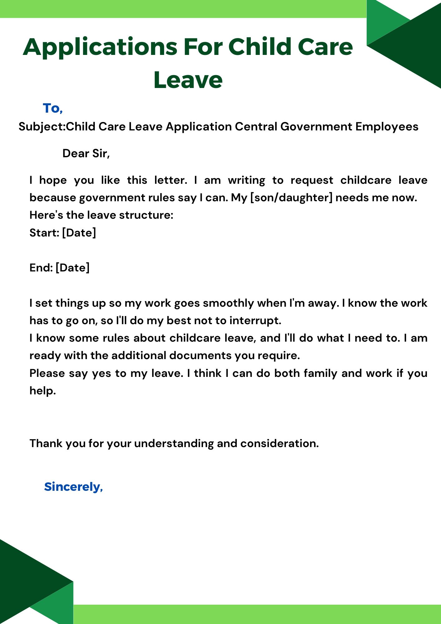 12+ Application For Child Care Leave With New Formatting And FAQS