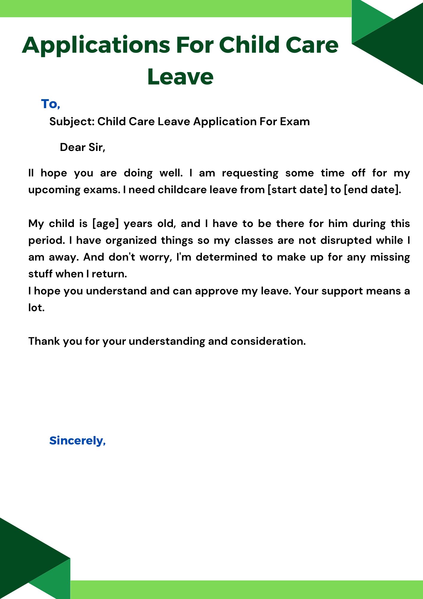 Child Care Leave Application For Primary School Teacher (Sample-10)