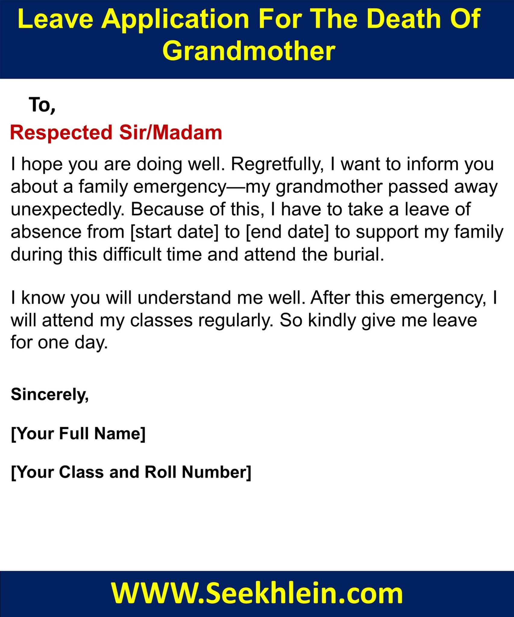 Emergency Leave Application For Grandmother's Death
